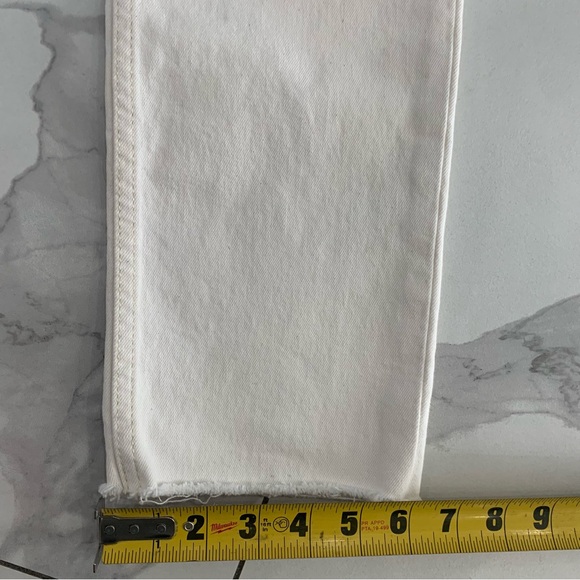 RE/DONE Stove Pipe Jeans  24  Women High Rise Straight Vintage White Crop Jeans - Picture 7 of 14